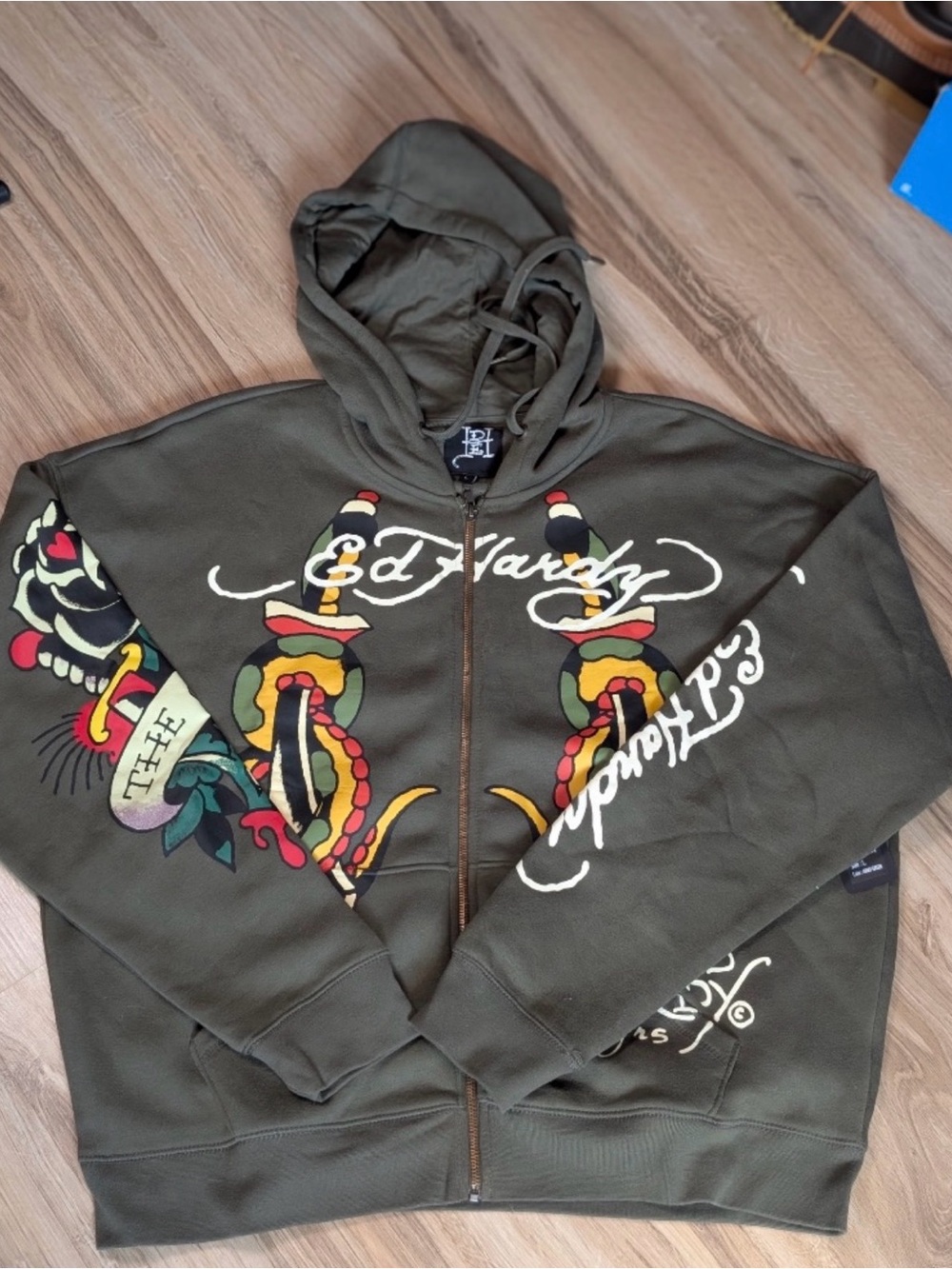 Ed Hardy Snake & Skull Full-zip Fleece Hoodie